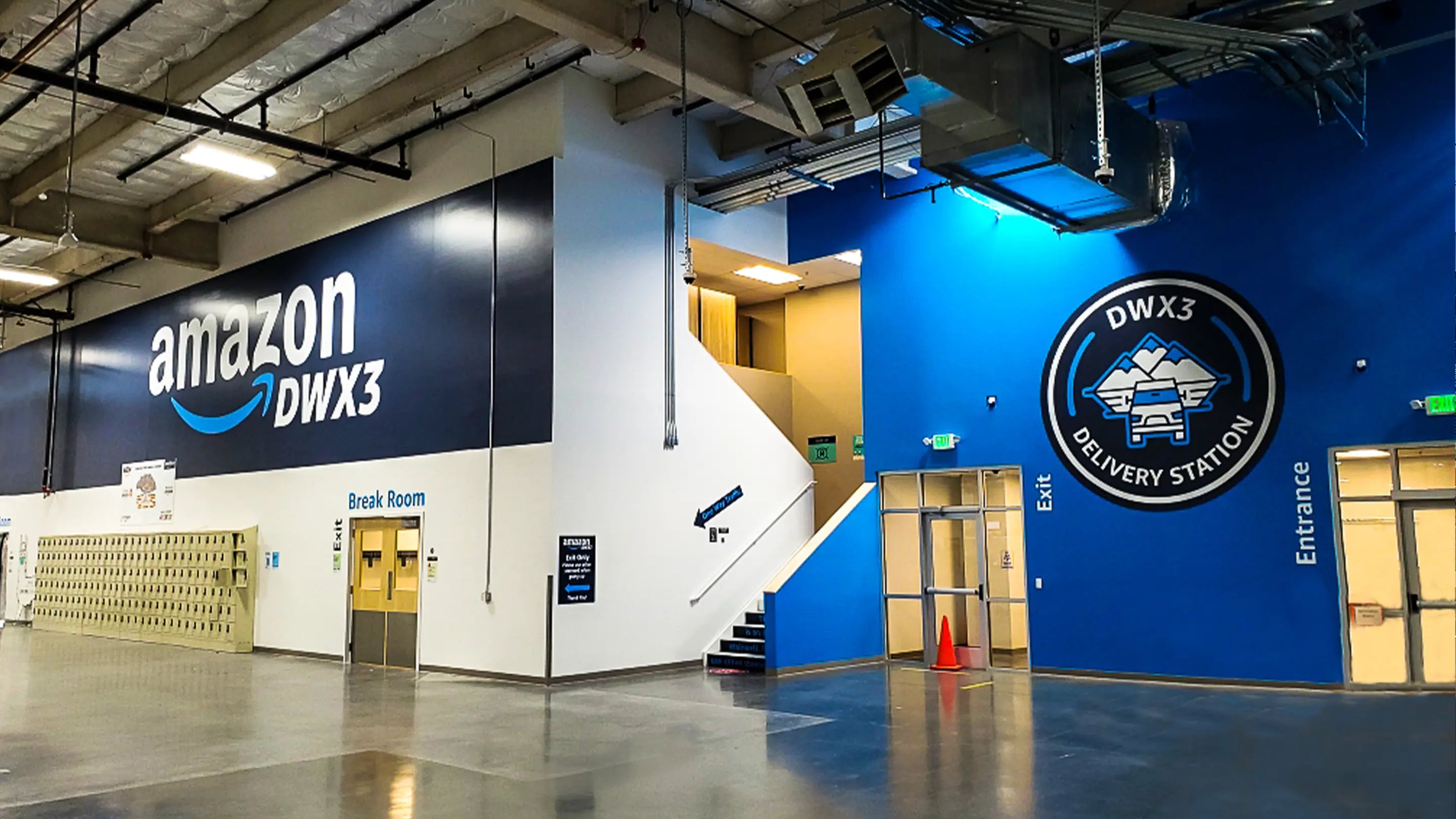Large custom printed wall wrap we did at Amazon's DWX3 facility in Seattle, WA