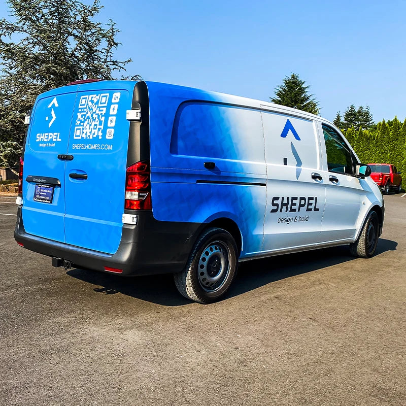 Full color printed vinyl fade wrap we did for Shepel in the Bellevue-Seattle Area at Ardor Printing.