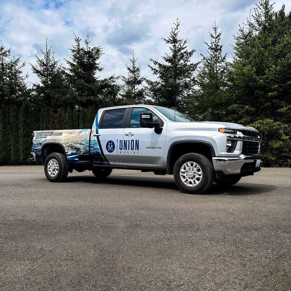Union Marine Silverado Truck Wrap by Ardor Printing, Seattle, WA
