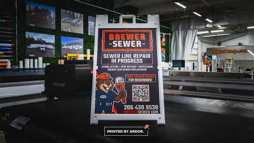 Custom printed A-frame sidewalk signs by Ardor Printing