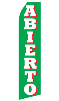 Abierto econo feather flag, 16 ft, single-sided, design 0619
