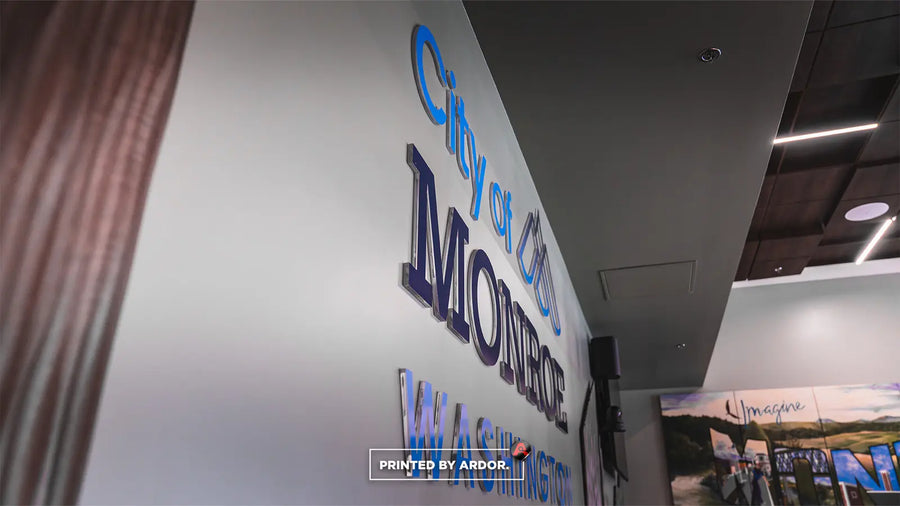 Acrylic lobby sign for the City of Monroe WA