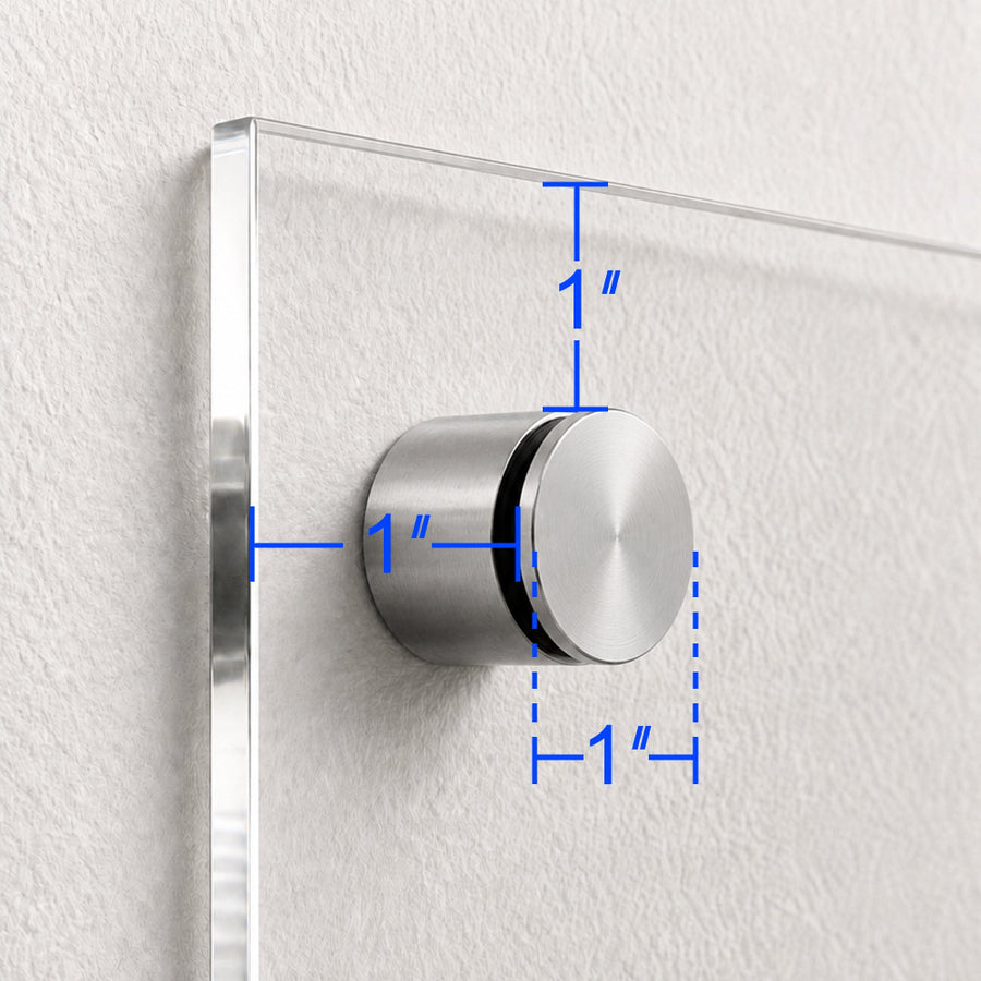 1 in chrome stand off holding a clear acrylic print 1 in off the wall