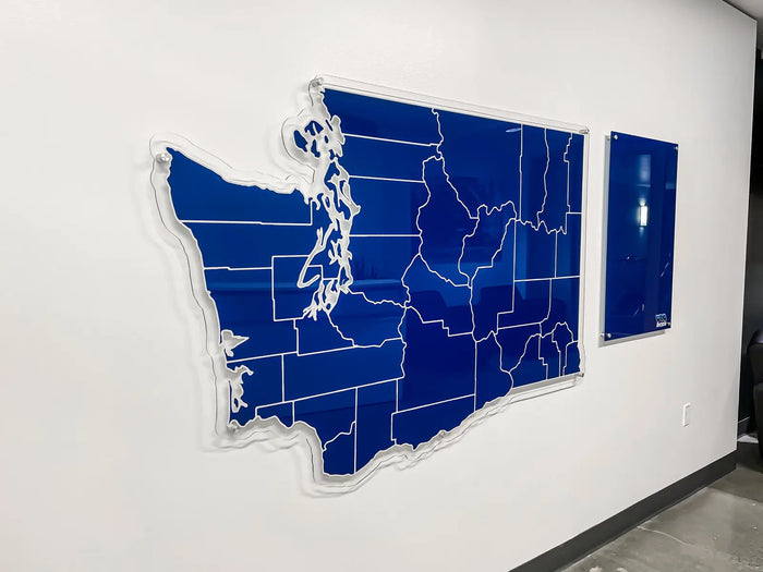 Cut acrylic Washington state map office display for DTG