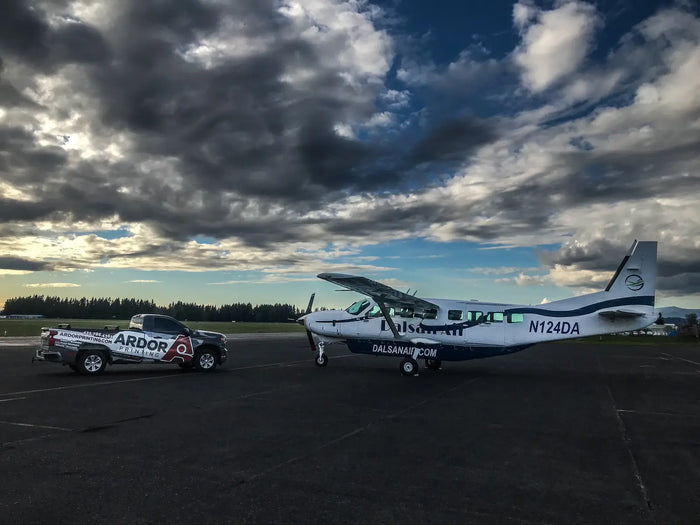 Aircraft vinyl graphics on a single engine plane