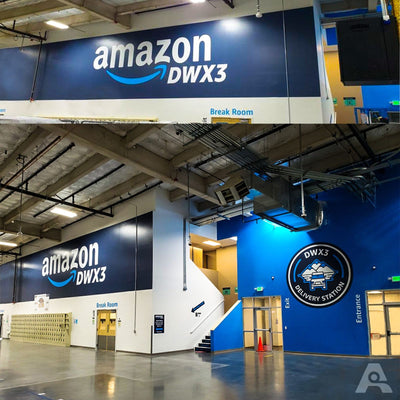 Amazon DWX3 delivery station interior brand wall graphics by Ardor Printing
