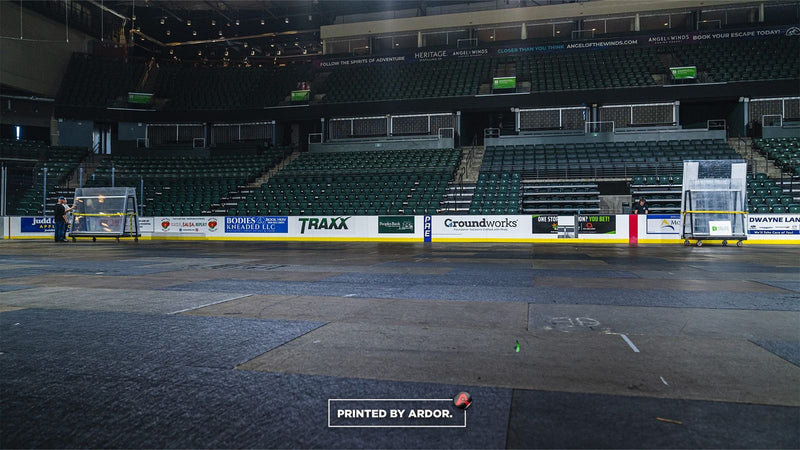 Angel of the Winds Arena floor graphics in Everett by Ardor Printing, view 2