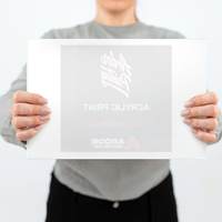Back of a full white backing acrylic print, white backing behind the whole print, Ardor Printing branding