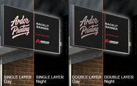 Backlit banner single layer vs double layer print compared in day and night, Ardor Printing branding