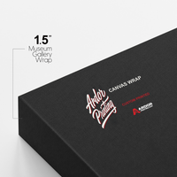 Close-up of a 1.5 in deep museum gallery wrap canvas edge with Ardor Printing branding