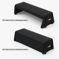 8 ft table throw options compared: 3 sided with an open back and 4 sided with a closed back, Ardor Printing branding