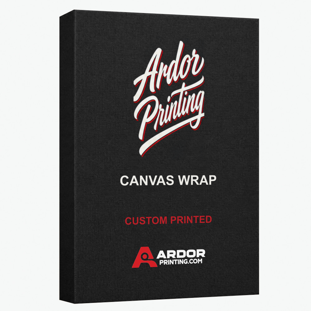 Custom canvas wrap print on a 1.5 in gallery wrap frame with Ardor Printing branding