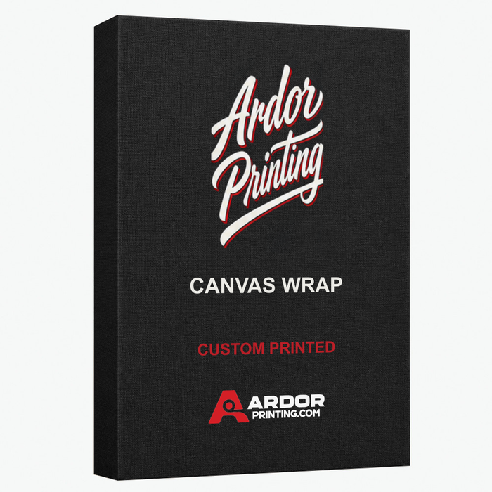 Custom canvas wrap print on a 1.5 in gallery wrap frame with Ardor Printing branding