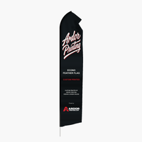 Custom printed econo feather flag with Ardor Printing branding, 16 ft single sided flag on a pole
