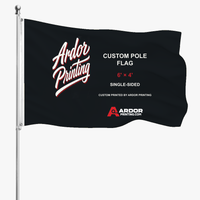 6' x 4' single sided custom pole flag with Ardor Printing branding flying on a flagpole