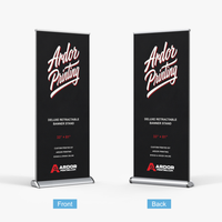 Deluxe retractable banner stand, 33 x 81 in, double sided, printed front and back views, Ardor Printing branding