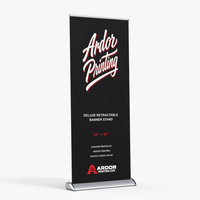 Deluxe retractable banner stand, 33 x 81 in, single sided, with a printed banner showing Ardor Printing branding