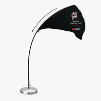 Desktop teardrop flag assembly: slide the flexible pole into the flag sleeve and bend it into the teardrop shape