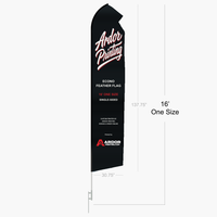 16 ft econo feather flag dimensions, one size, shown with Ardor Printing branding