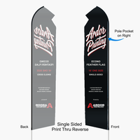 16 ft econo feather flag, single sided print thru reverse: pole pocket on the right, back shows a mirror image