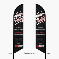 14 ft feather angled flag, double sided: front and back both read correctly
