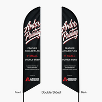 9 ft feather angled flag, double sided: front and back both read correctly