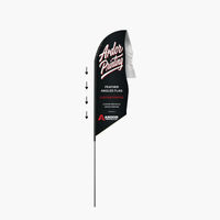 Feather angled flag assembly: slide the flag sleeve down over the pole set, shown with Ardor Printing branding