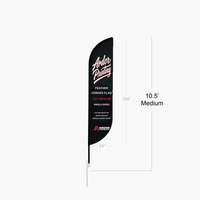 Medium 10.5 ft single sided feather convex flag dimensions, shown with Ardor Printing branding