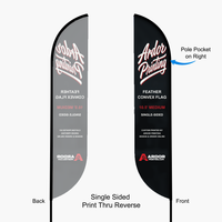 10.5 ft feather convex flag, single sided print thru reverse: pole pocket on the right, back shows a mirror image