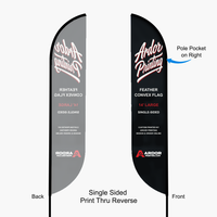 14 ft feather convex flag, single sided print thru reverse: pole pocket on the right, back shows a mirror image