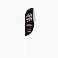 Feather convex flag assembly: slide the flag sleeve down over the pole set, shown with Ardor Printing branding
