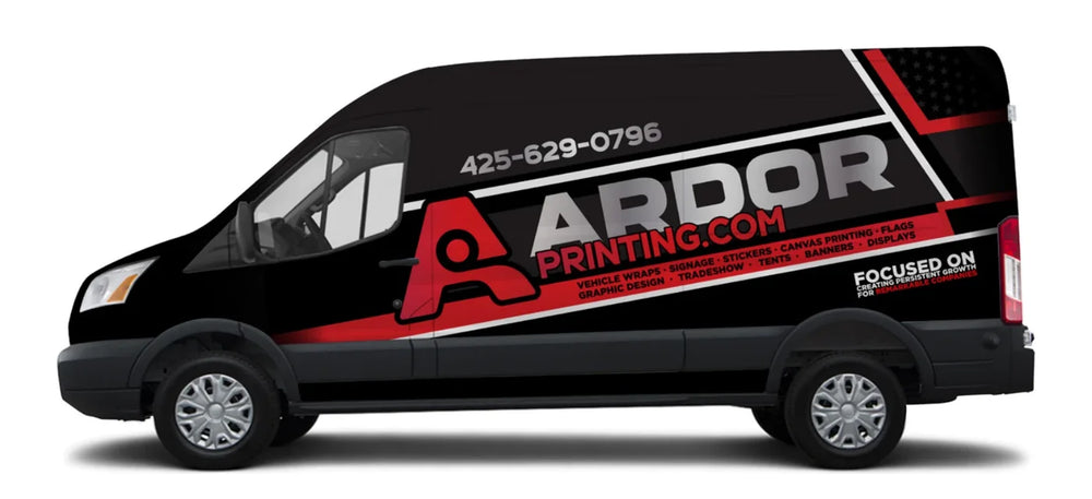 Medium roof van full wrap mockup with Ardor Printing graphics