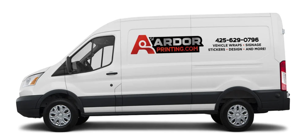 Medium roof van spot graphics mockup with Ardor Printing graphics