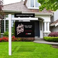 Real estate post sign with a rider on the front lawn of a house, Ardor Printing branding