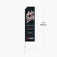 Medium 11.8 ft single sided rectangle flag dimensions, shown with Ardor Printing branding