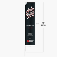 Large 15 ft single sided rectangle flag dimensions, shown with Ardor Printing branding