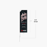 Small 8.5 ft single sided rectangle flag dimensions, shown with Ardor Printing branding