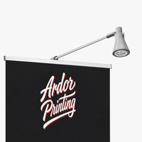 Top rail of a 36 in wide SD retractable banner stand with an optional LED light, Ardor Printing branding