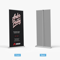 SD adjustable height retractable banner stand, 36 x 80 in, front and back views, Ardor Printing branding