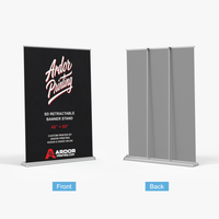 SD adjustable height retractable banner stand, 48 x 69 in, front and back views, Ardor Printing branding