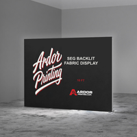 10ft SEG backlit display glowing in a dark room, Ardor Printing branding