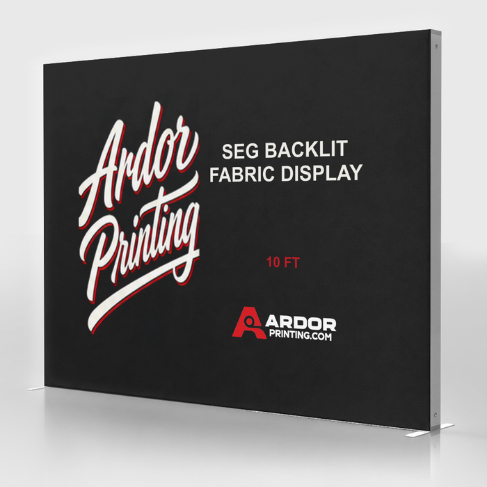 10ft SEG backlit display, 118 x 88 in, LED lit fabric lightbox with Ardor Printing branding