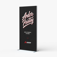 3ft SEG display, 33 x 79 in, freestanding aluminum frame with a printed fabric graphic showing Ardor Printing branding