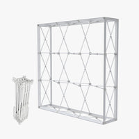 Collapsible pop-up frame of the 8ft SEG backlit popup display, folded and expanded (hardware only)