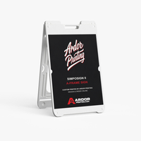 SimpoSign II A-frame sign in white with a printed 22 x 28 in coroplast sign, shown with Ardor Printing branding