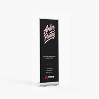 Standard retractable banner stand, 23 x 66 in, silver base with a printed banner showing Ardor Printing branding