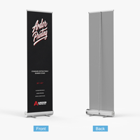 Standard retractable banner stand, 24 x 81 in, front and back views, Ardor Printing branding