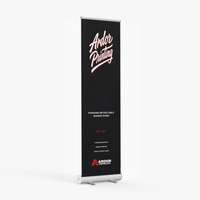 Standard retractable banner stand, 24 x 81 in, silver base with a printed banner showing Ardor Printing branding