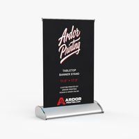 Table top mini retractable banner stand, 11.5 x 17.5 in, with a printed banner showing Ardor Printing branding