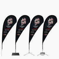 11.2 ft single sided teardrop flags on four bases: ground stake, square base, cross base and cross base with water bag